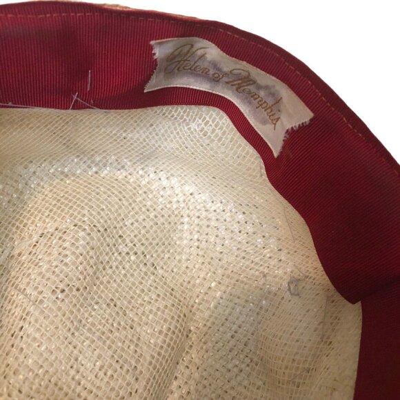 Vintage 1960S/70S Cream Tan Laurel Lace Appliqué Woven Sun Hat - Picture 10 of 10